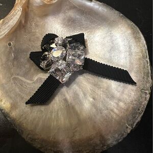 Rhinestone and Grosgrain Ribbon Pin